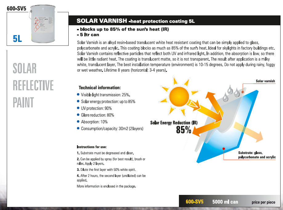 SOLAR VARNISH - Laque protection solaire 5L pour polycarbonate