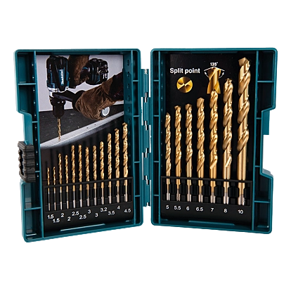 Coffret 19 forets à métaux HSS-TiN cylindrique B-67795 de 1.5mm à 10mm
